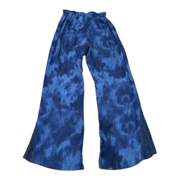 Y2K Mudd Acid Wash Flowy Wide Leg Pants – Lace Hem & Drawstring Waist size M - Picture 4 of 5